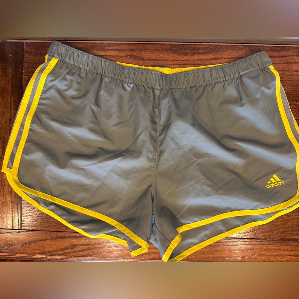 adidas Gray and Yellow Athletic Shorts